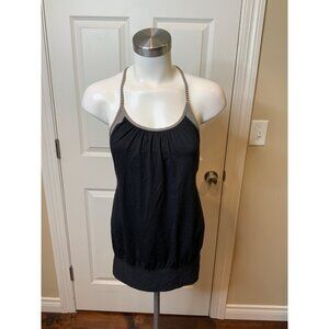 Lululemon Black White Solid Striped Bra Combo Tank Top, Size 4
